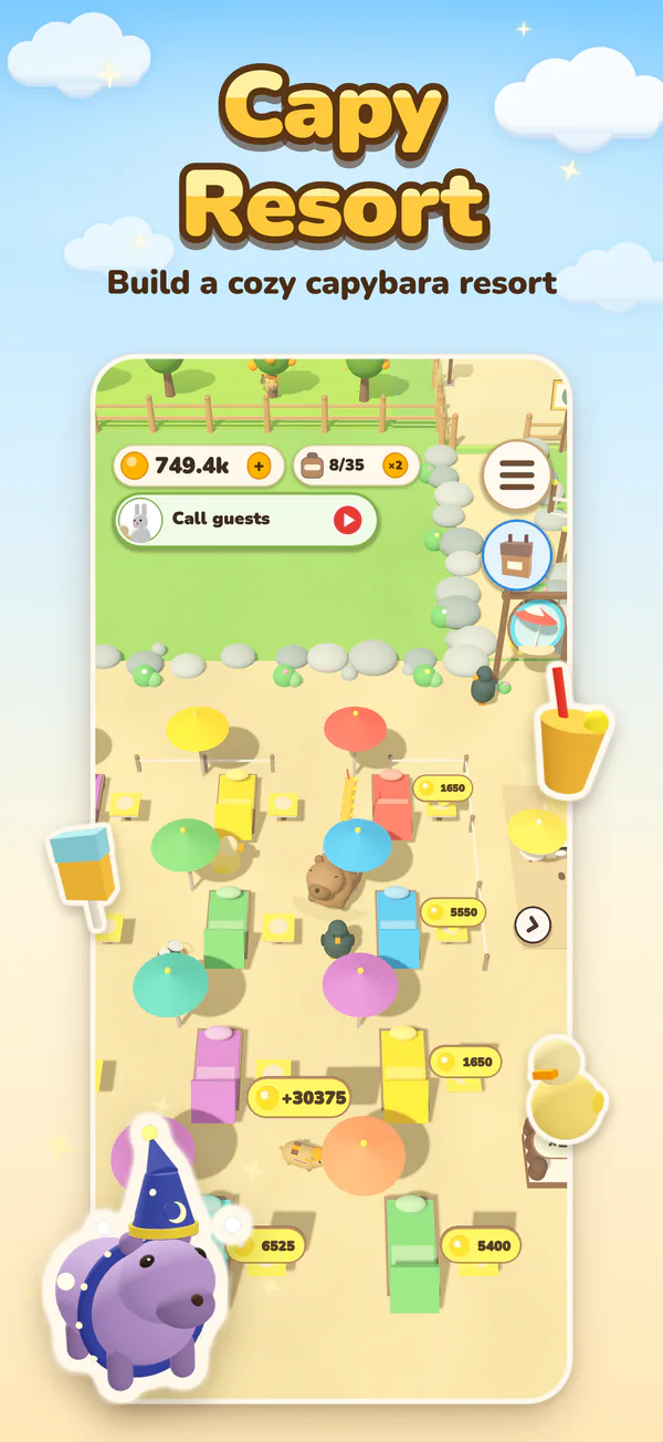 Capy Resort: build a cozy capybara resort.