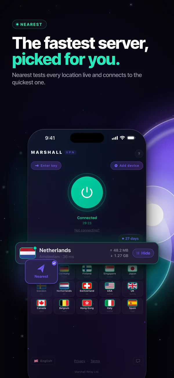 The fastest server, picked for you.