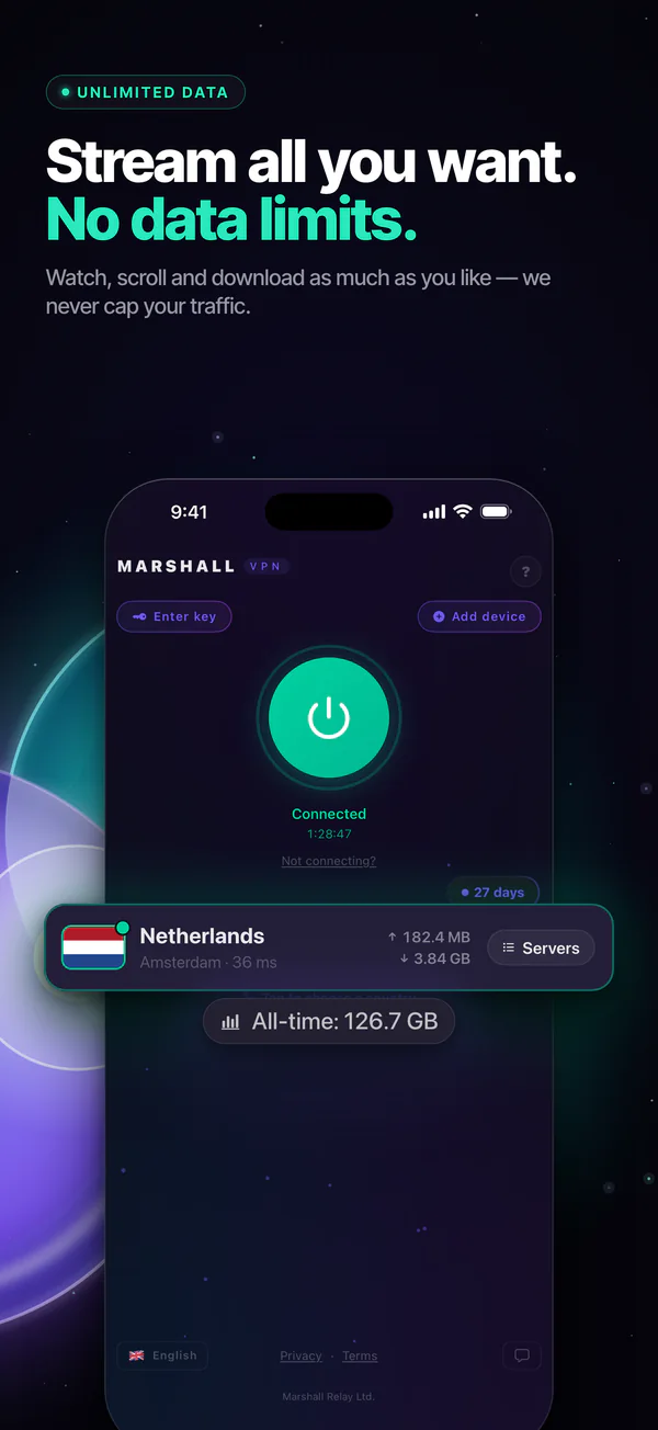 Stream all you want: no data limits.